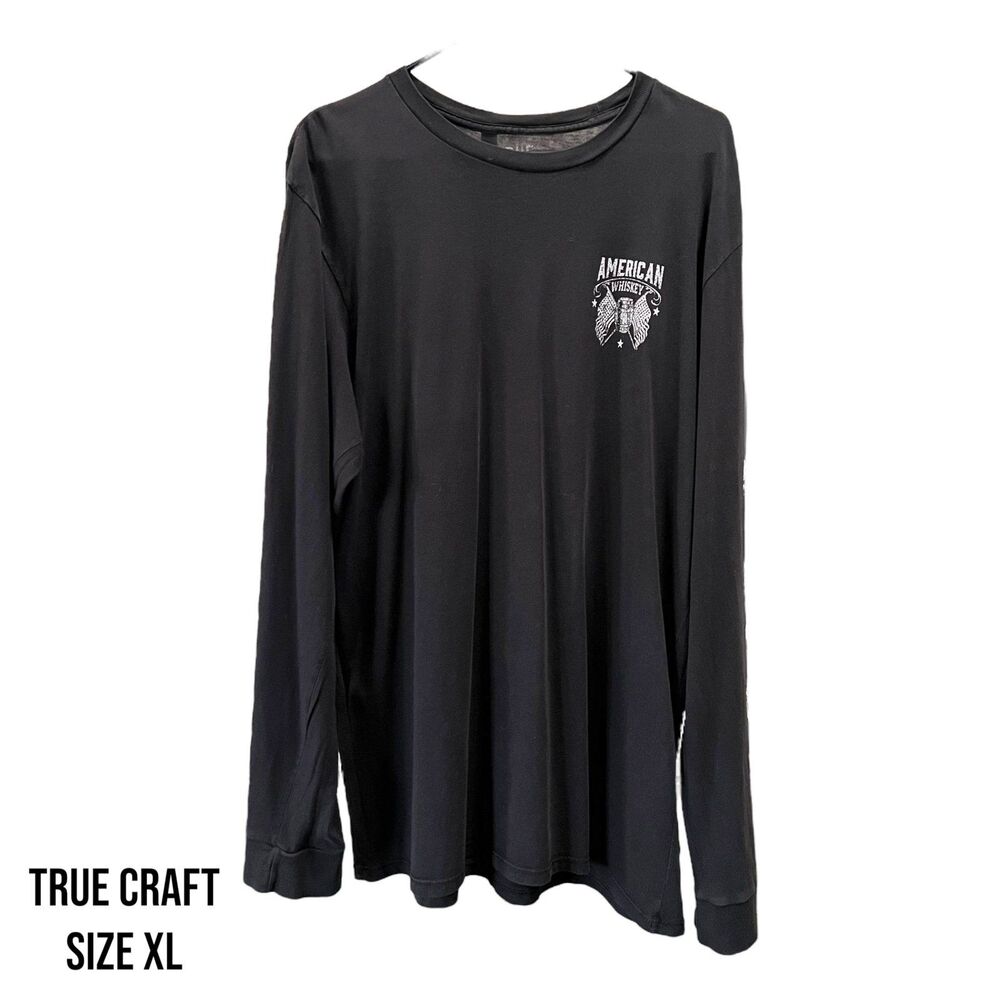 American Whiskey Land Of The Free Long Sleeve Black Shirt Men’s Size XL
